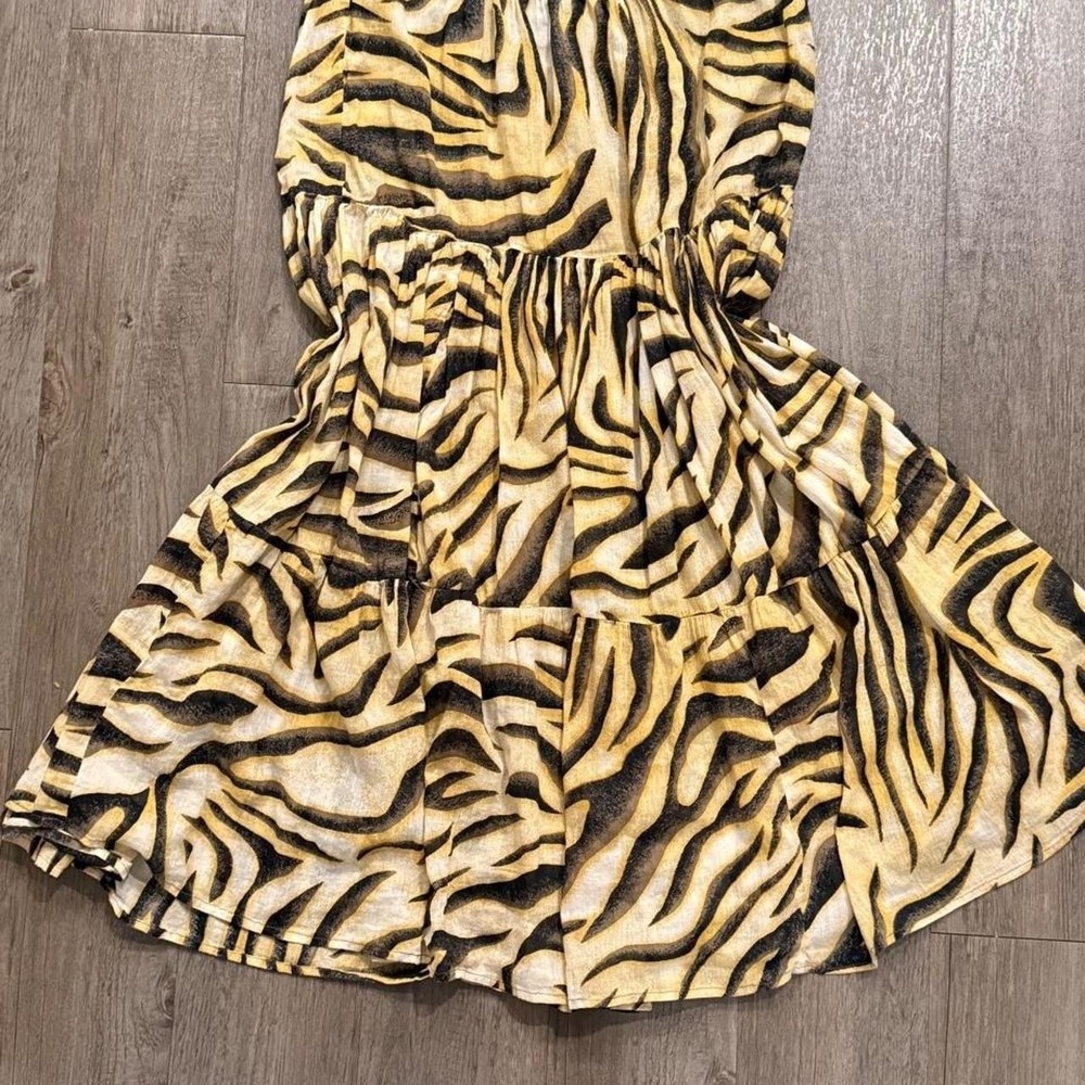 Vintage 2000s Y2K fairy boho yellow black zebra print maxi skirt Size Medium